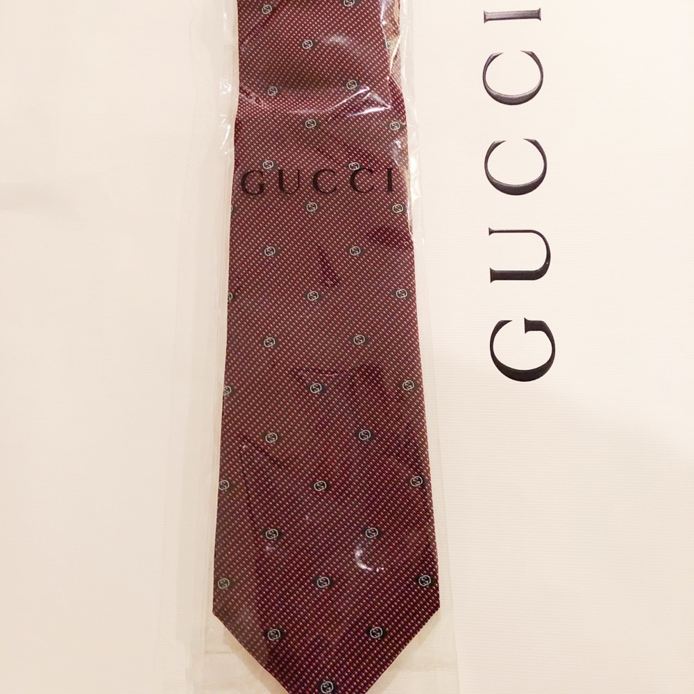 NWT Gucci Men’s Red Interlocking GG Silk Tie